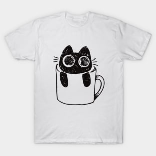 Bucky in a Mug / Cat in a teacup illustration / Black Cat T-Shirt